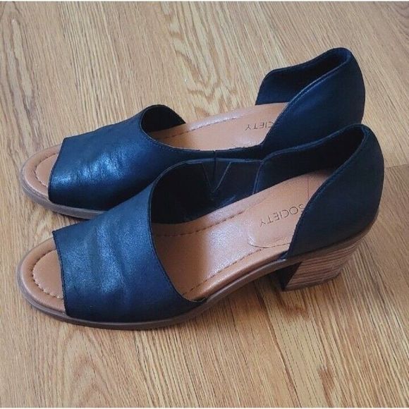 Sole Society Shoes - Sole Society Ralimia Stacked Heel Open Toe Black Sandal Women's Size 7.5
